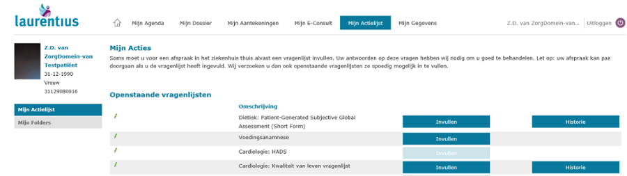 Digitale vragenlijst